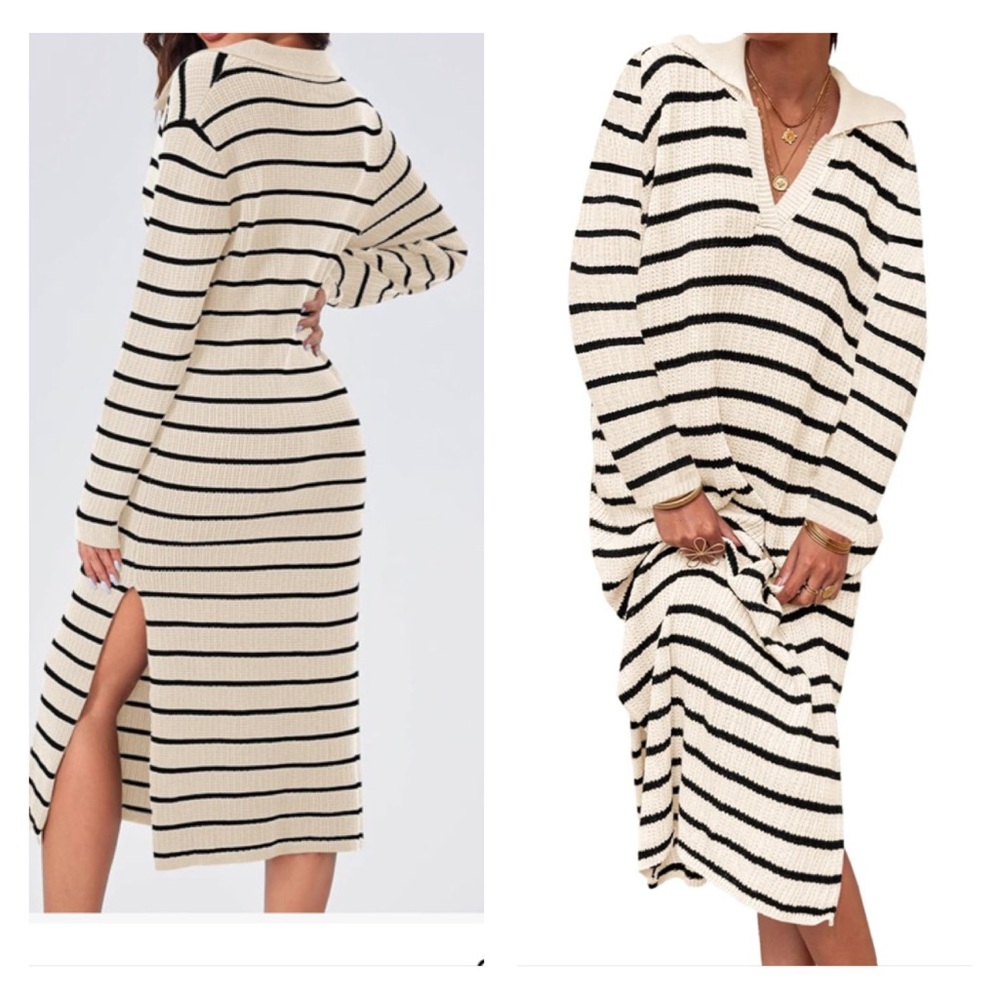 Elegant Striped Long Sleeve Dress